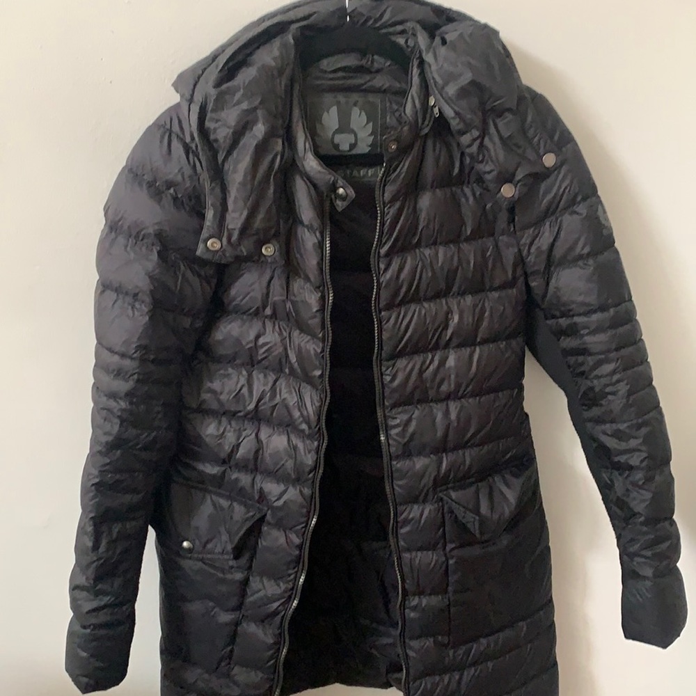 Belstaff black down coat. 46 M / L
